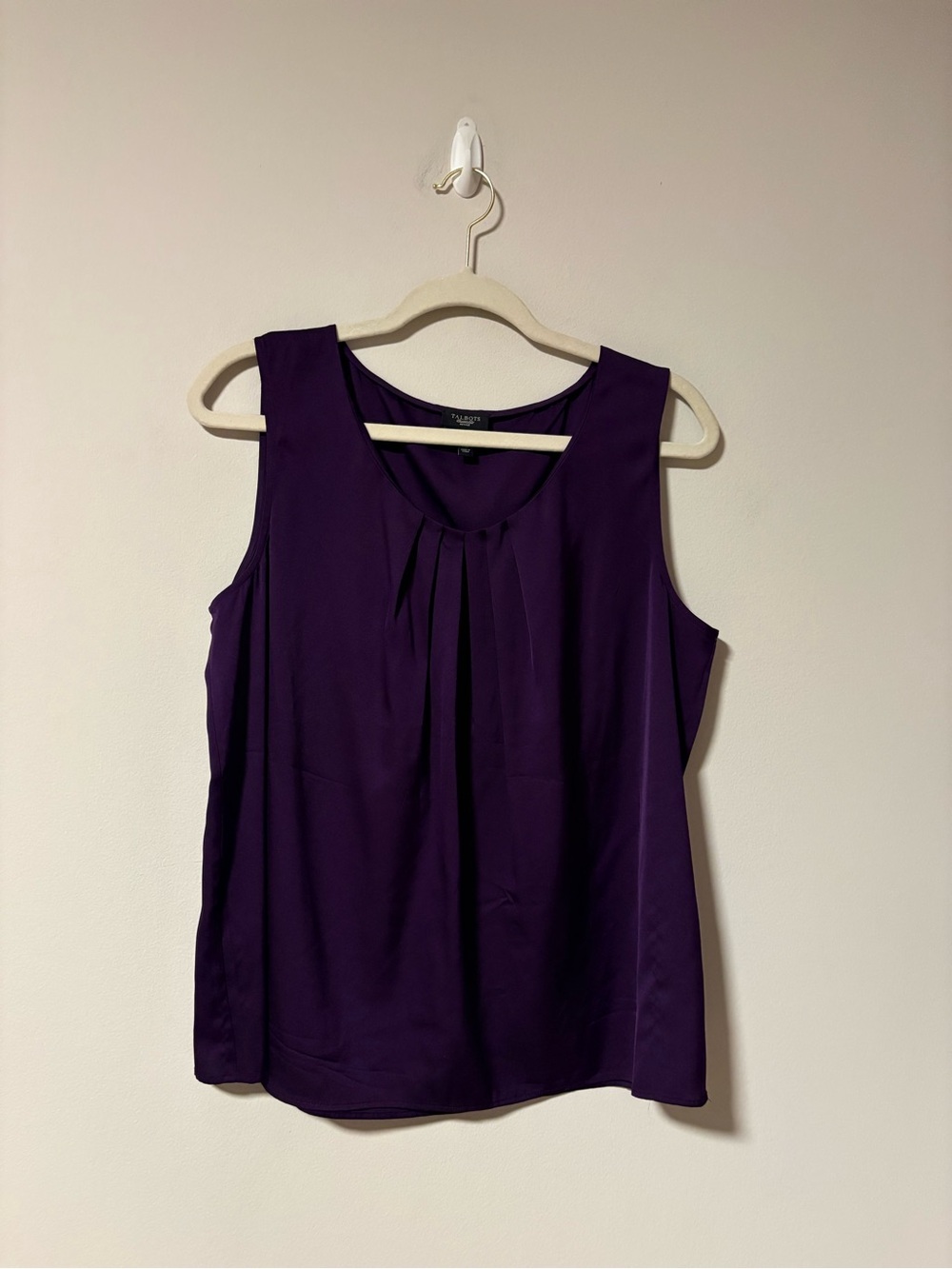 Talbots Pleated Tank Top Purple Silk 14P